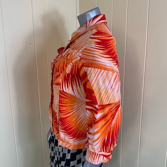 Vintage Company Collection Linen Blend Short/Jacket Womens Size M Orange Floral - Picture 3 of 16
